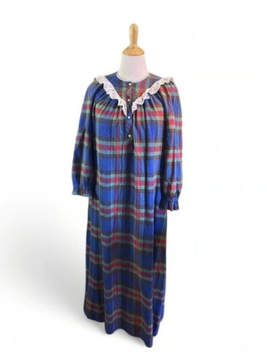 American Eagle Outfitters Other - Vintage 90s American Eagle Flannel Nightgown Sleep XS Plaid Cottagecore Cozy